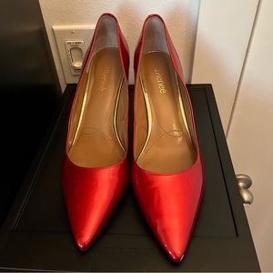 JRenee Candy Apple Red 3inch heels with stylish artsy heel